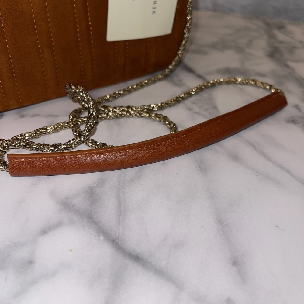 Sezane Dean Bag Quilted Leather Crossbody Noisette Brown NWT - Picture 5 of 11